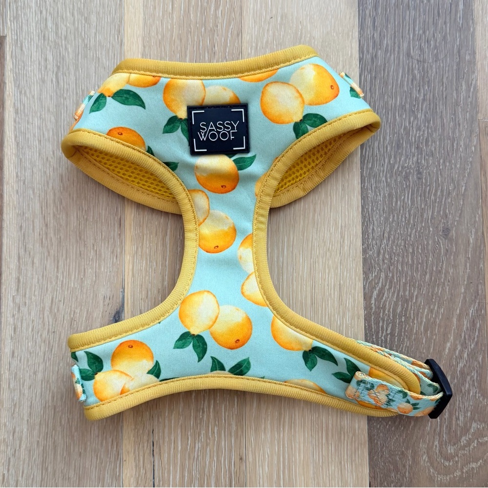 Sassy Woof Lemon Print Dog Harness Size Medium